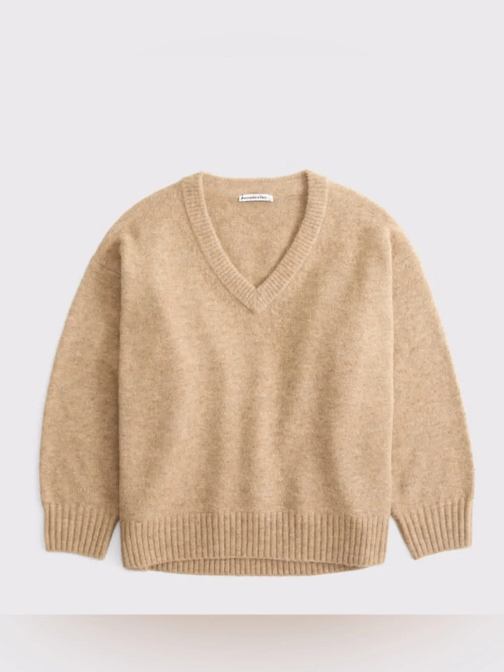 Abercrombie and Fitch V-Neck Pull Over Sweater in Camel